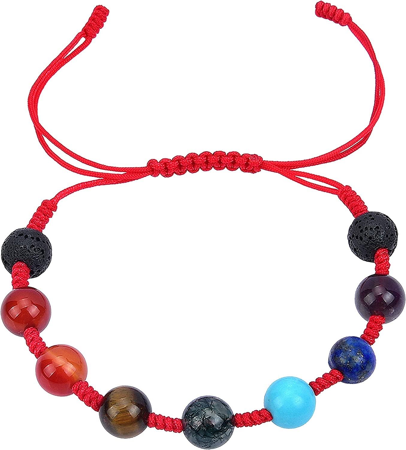 LEIAHIN 7 Chakra Bracelets for Women 8Mm Lava Rock Essential Oil Diffuser Adjustable Natural Stone Healing Anxiety Bracelet Gemstone Beaded Bangle for Men Women Apparel & Accessories > Jewelry > Bracelets LEIAHIN Red Rope  