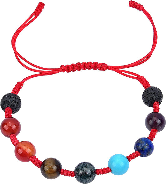 LEIAHIN 7 Chakra Bracelets for Women 8Mm Lava Rock Essential Oil Diffuser Adjustable Natural Stone Healing Anxiety Bracelet Gemstone Beaded Bangle for Men Women Apparel & Accessories > Jewelry > Bracelets LEIAHIN Red Rope  