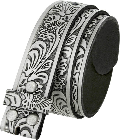 Western Floral Engraved Embossed Tooled Genuine Leather Belt Strap or Belt 1-1/2"(38Mm) Wide, Multi-Style Options Apparel & Accessories > Clothing Accessories > Belts Belts.com Gray 32 