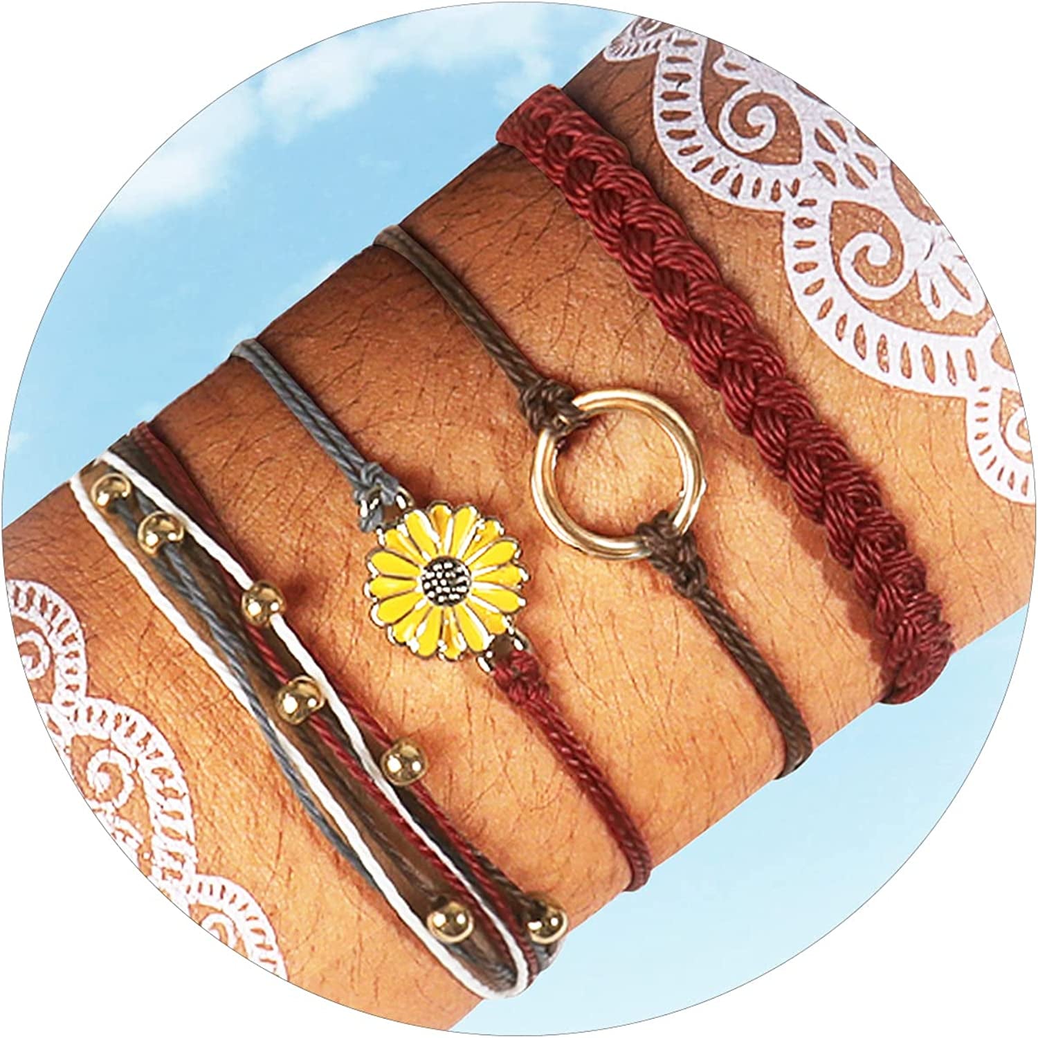Long Tiantian Wave Bracelets for Teen Girls Cute Boho Braided String Beach Ocean Bracelet for Women Summer Jewelry Gift Apparel & Accessories > Jewelry > Bracelets Long tiantian N  