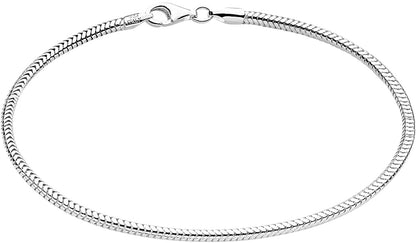 Savlano 925 Sterling Silver Solid Italian Figaro, Rope,Herringbone, Curb, Ball Bead, Snake, Mariner Chain Anklet for Women & Girls, Comes in 0.8Mm - 5Mm Gift Box Apparel & Accessories > Jewelry > Anklets Savlano Snake 2mm 9.0 Inches 