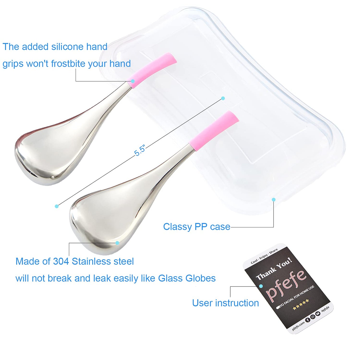 Cryo Sticks Facial Skin Care Ice Globes for Women Face Eyes, Stainless Steel Face Beauty Tools for Girls Ladies, Esthetician Supplies Cooling Spa Globes with Storage Case Health & Beauty > Personal Care > Cosmetics > Cosmetic Tools > Skin Care Tools pfefe   