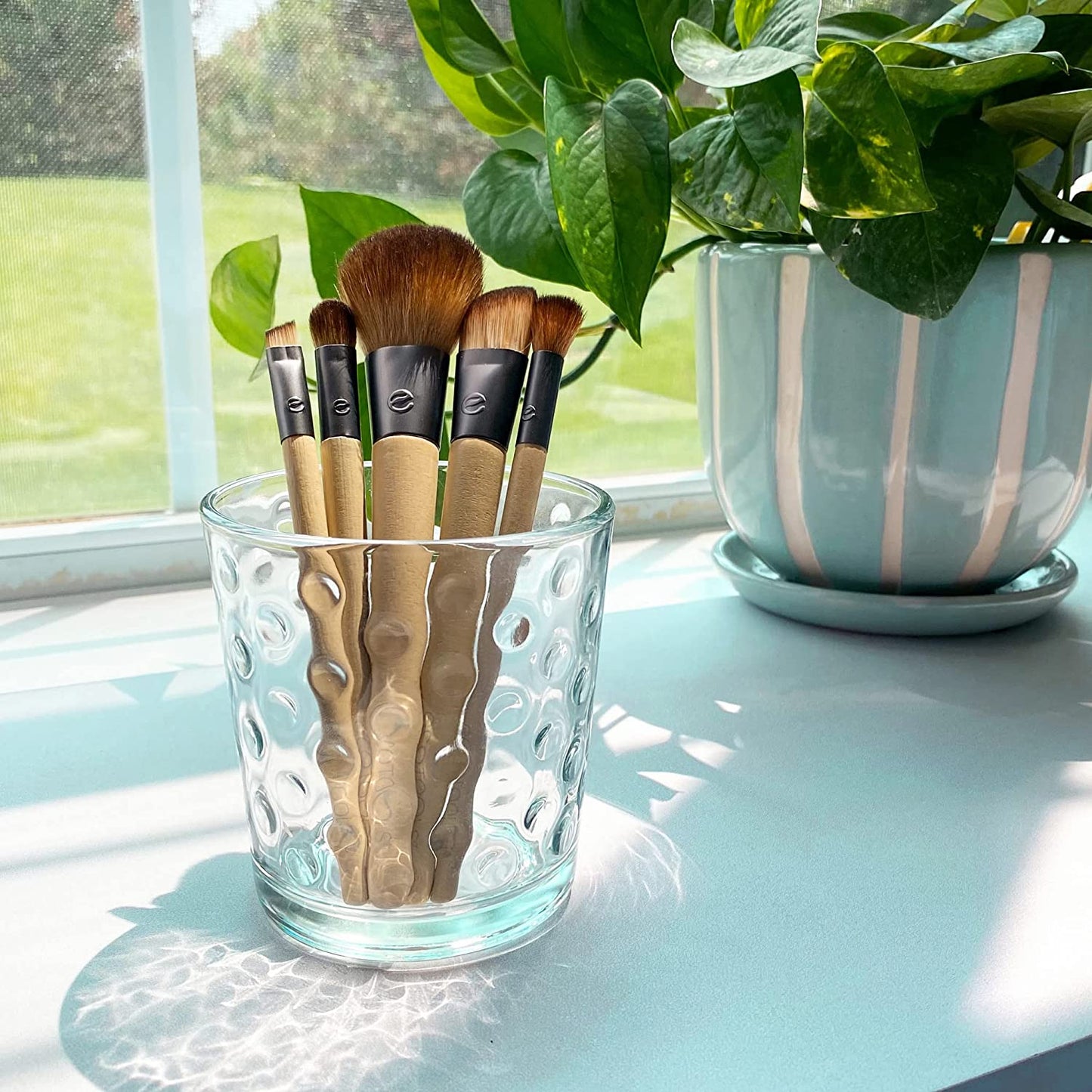 Ecotools Makeup Brush Set for Eyeshadow, Foundation, Blush, and Concealer with Bonus Storage Case, Start the Day Beautifully, Travel Friendly, 6 Piece Set Health & Beauty > Personal Care > Cosmetics > Cosmetic Tools > Makeup Tools EcoTools   