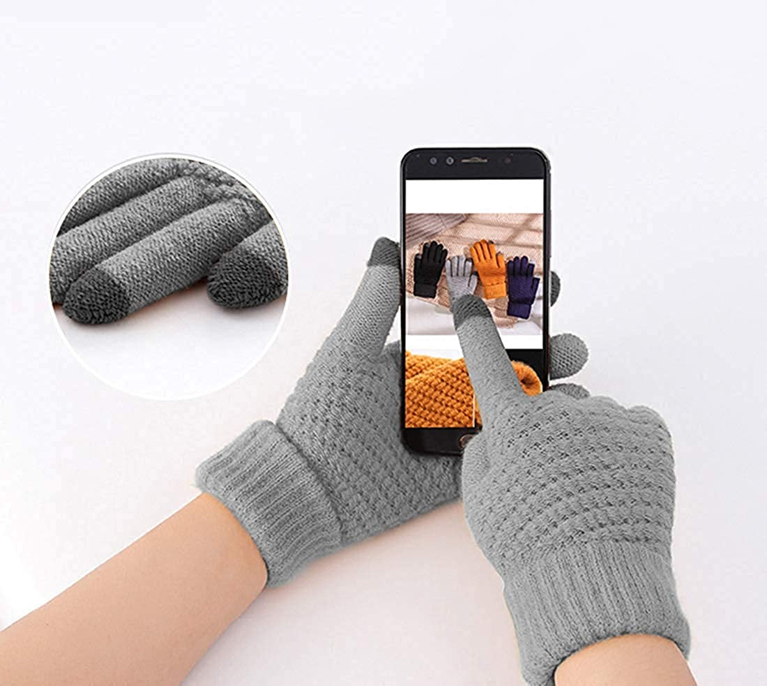 Women Winter Warm Touch Screen Gloves Knitted Soft Elastic Thick Gloves for Clod Weather Apparel & Accessories > Clothing Accessories > Gloves & Mittens Muryobao   