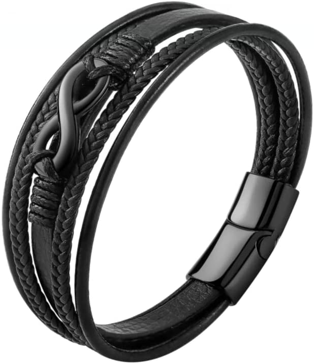Stainless Steel Braided Leather Bracelet for Men Cuff Bangle Cross Magnetic Clasp 8.26 Inches Apparel & Accessories > Jewelry > Bracelets Generic bracelet3  