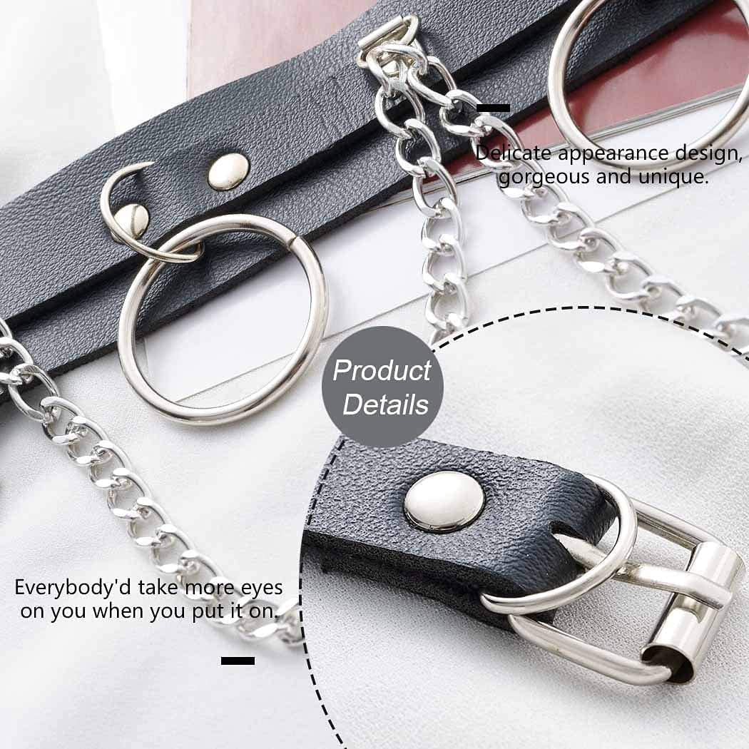 Twinklede Punk Leather Belly Waist Chain Belt Circle Body Chains Festival Rave Body Chain Jewelry for Women and Girls Apparel & Accessories > Jewelry > Body Jewelry Twinklede   