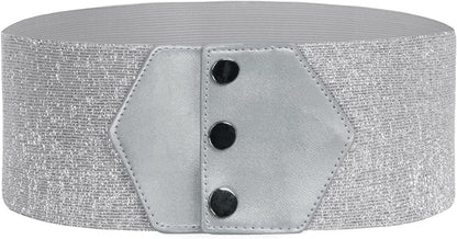 GRACE KARIN Women'S Snap-Button Corset Belt Wide Elastic Belts for Dress Stretchy Waistband Apparel & Accessories > Clothing Accessories > Belts GRACE KARIN Gold Medium 