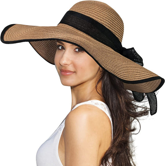 Sun Hats for Women Wide Brim Summer Beach Hats for Women Foldable Travel Straw UV Protection Apparel & Accessories > Clothing Accessories > Hats Sierry Camel  