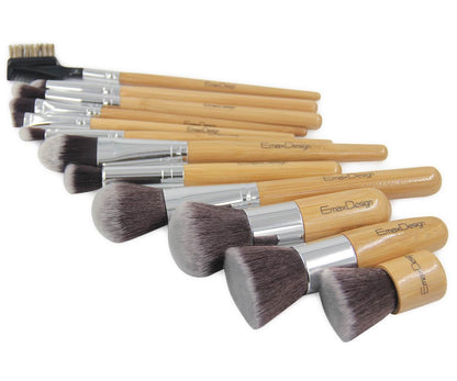 Emaxdesign 12 Pieces Makeup Brush Set Professional Bamboo Handle Premium Synthetic Kabuki Foundation Blending Blush Concealer Eye Face Liquid Powder Cream Cosmetics Brushes Kit with Bag Health & Beauty > Personal Care > Cosmetics > Cosmetic Tools > Makeup Tools EmaxDesign   