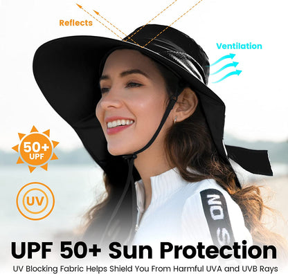 Toppers Womens Mens Sun Hat Rollable UPF 50+ Wide Brim Gardening Hat with Neck Flap Apparel & Accessories > Clothing Accessories > Hats Toppers   