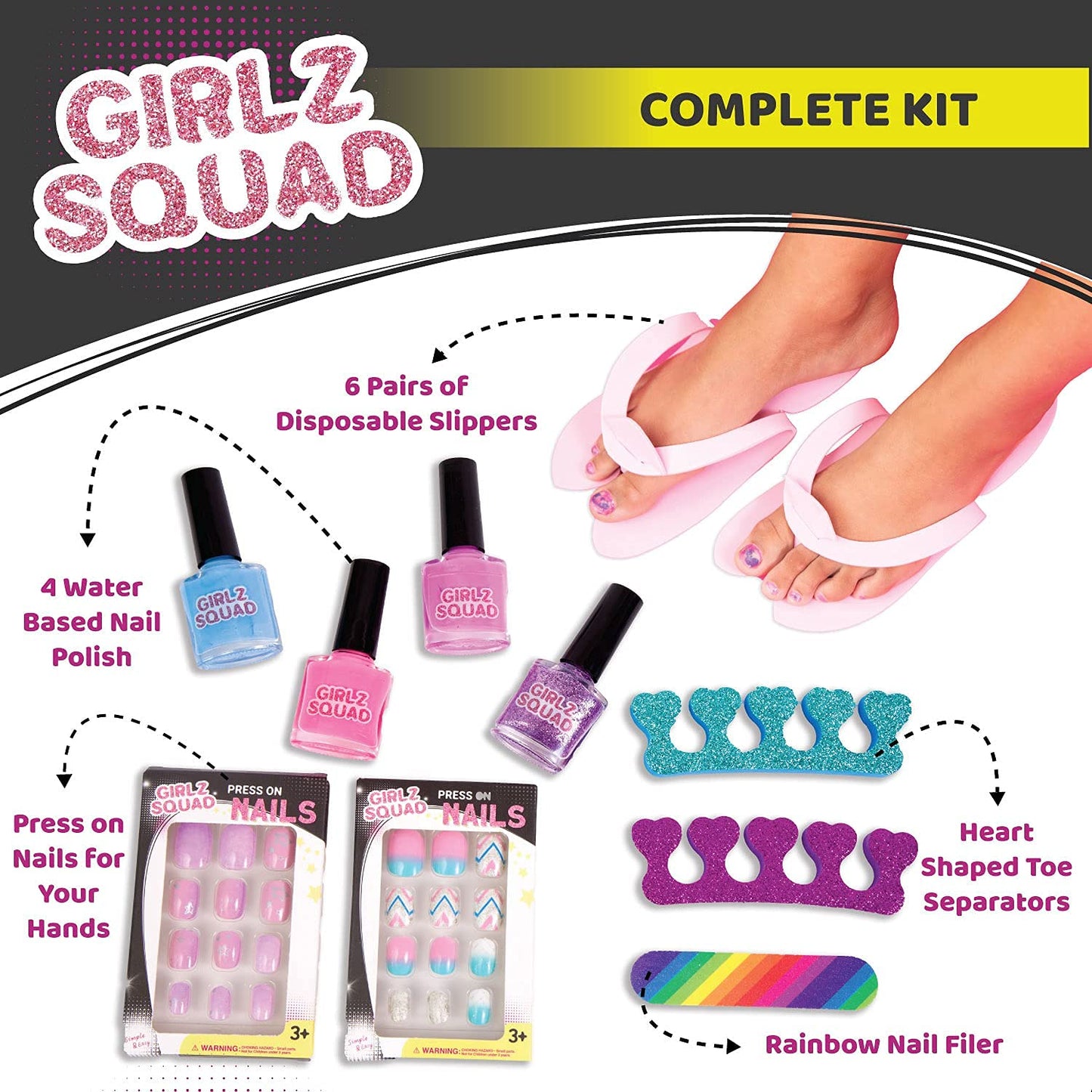 Girlz Squad Foot Spa Sets for Girls Ages 7-12 with Nail Kit for Kids - DIY Manicure and Pedicure Set with Foot Care Kit Perfect for Sleepovers and Slumber Party. Helps Develop Self-Care and Creativity Health & Beauty > Personal Care > Foot Care Girlz Squad   