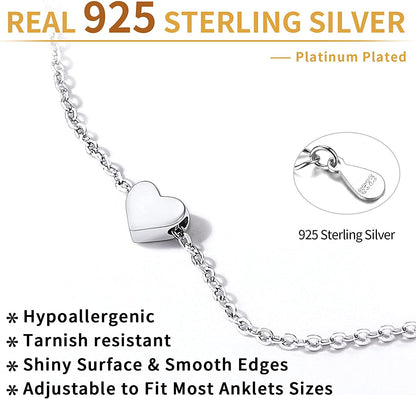 Chicsilver Personalized 925 Sterling Silver Tiny Heart/Moon/Star/Sun/Dot/Triangle Anklets Simple Dainty Foot Jewelry for Women, Silver/Gold/Rose Gold(With Gift Box) Apparel & Accessories > Jewelry > Anklets ChicSilver Jewelry   