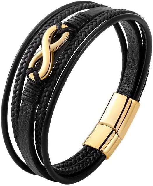 Stainless Steel Braided Leather Bracelet for Men Cuff Bangle Cross Magnetic Clasp 8.26 Inches Apparel & Accessories > Jewelry > Bracelets Generic bracelet4  