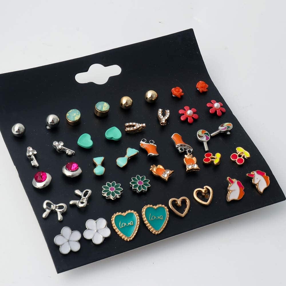 52 Pairs Colorful Cute Stud Earrings for Girls Hypoallergenic Earrings Stainless Steel Earrings for Girls and Women