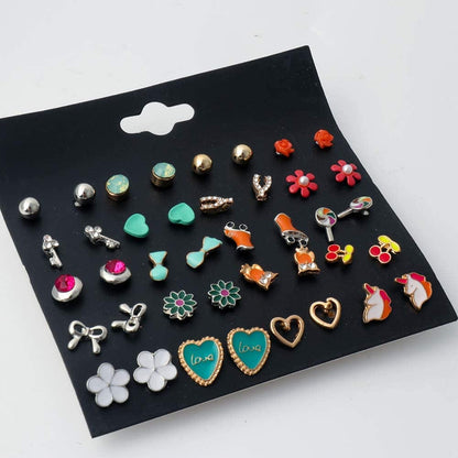 52 Pairs Colorful Cute Stud Earrings for Girls Hypoallergenic Earrings Stainless Steel Earrings for Girls and Women