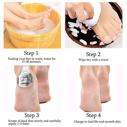 52 Pcs Callus Shaver Set,1 Stainless Steel Foot Razor with 50 Replacement Slices Blades and 1 Foot File Head Foot Care Tools,Foot Shaver Callus Remover,Hard Dry Skin Remover for Hand Feet Health & Beauty > Personal Care > Foot Care Jutoe   