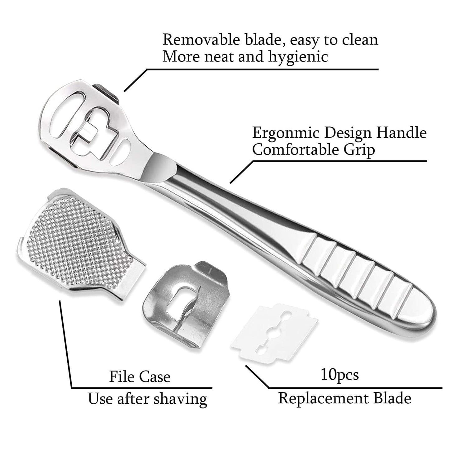 52 Pcs Callus Shaver Set,1 Stainless Steel Foot Razor with 50 Replacement Slices Blades and 1 Foot File Head Foot Care Tools,Foot Shaver Callus Remover,Hard Dry Skin Remover for Hand Feet Health & Beauty > Personal Care > Foot Care Jutoe   