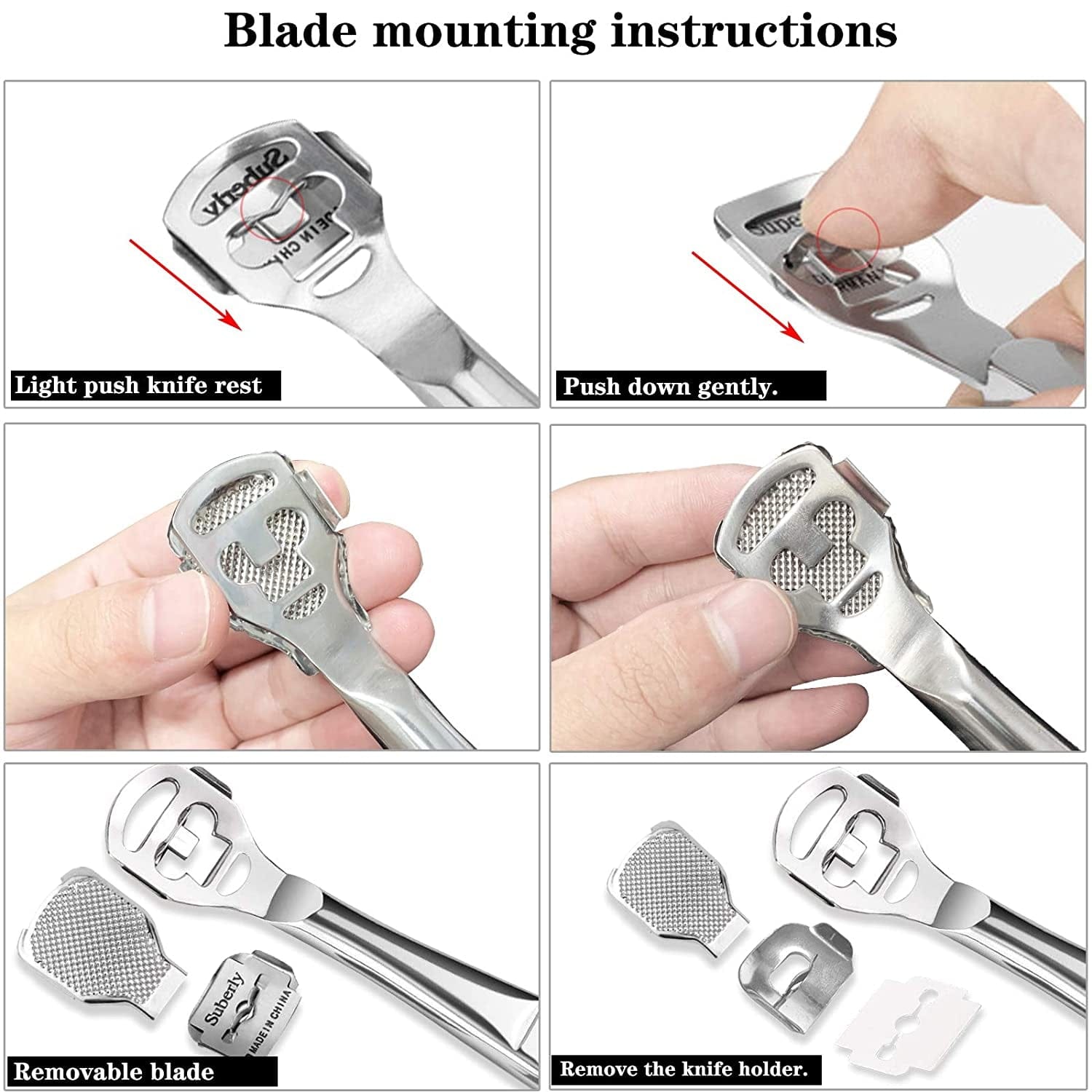 52 Pcs Callus Shaver Set,1 Stainless Steel Foot Razor with 50 Replacement Slices Blades and 1 Foot File Head Foot Care Tools,Foot Shaver Callus Remover,Hard Dry Skin Remover for Hand Feet Health & Beauty > Personal Care > Foot Care Jutoe   