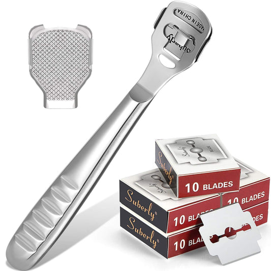 52 Pieces Callus Shaver Set, 50 Replacement Slices Blades 1 Stainless Steel Callus Shaver and 1 Foot File Head Foot Care Tools Hard Dry Skin Remover for Hand Feet Health & Beauty > Personal Care > Foot Care Zhehao   