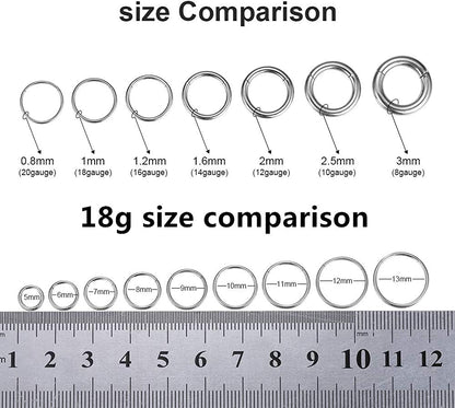 ORANGELOVE Hypoallergenic Nose Rings 20G 18G 16G 14G 12G 10G 8G 316L Surgical Steel Septum Jewelry Hinged Segment Ring Body Piercing Nose Hoop Lip Rings Nose Helix Cartilage Rook Earrings Apparel & Accessories > Jewelry > Rings ORANGELOVE   