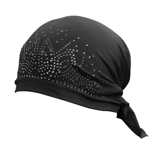 Headwrap Scarf Stretch Spandex Rhinestone Hair Wrap Head Tie Scarf (Black) Apparel & Accessories > Clothing Accessories > Bandanas & Headties Beauty Town Black  