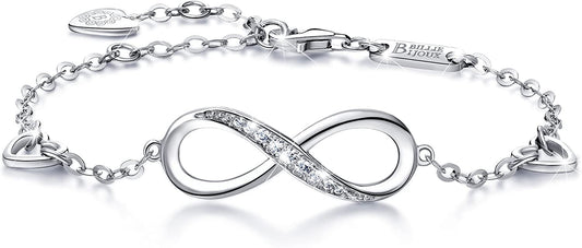 Billie Bijoux Womens 925 Sterling Silver Infinity Endless Love Symbol Charm Adjustable Bracelet Mother'S Day Gift for Wife Women Girls Mom Apparel & Accessories > Jewelry > Bracelets Billie Bijoux A- silver  