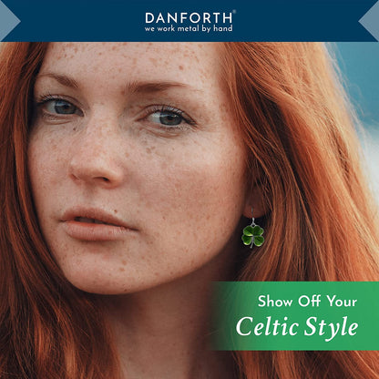 DANFORTH – Green Four Leaf Clover Earrings, Shamrock Dangle Earrings, Handcrafted Pewter 4 Leaf Clover Earrings for Women, ¾”, Made in USA Apparel & Accessories > Jewelry > Earrings Danforth   