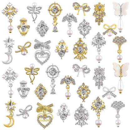 Kalolary Letter Dangle Nail Charm, 3D Piercing Alphabet Rhinestone Alloy Jewelry Hoops with Nail Piercing Tool Hand Drill for Birthday Nail Art Decoration Health & Beauty > Personal Care > Cosmetics > Cosmetic Tools > Nail Tools Kalolary 36 pcs  