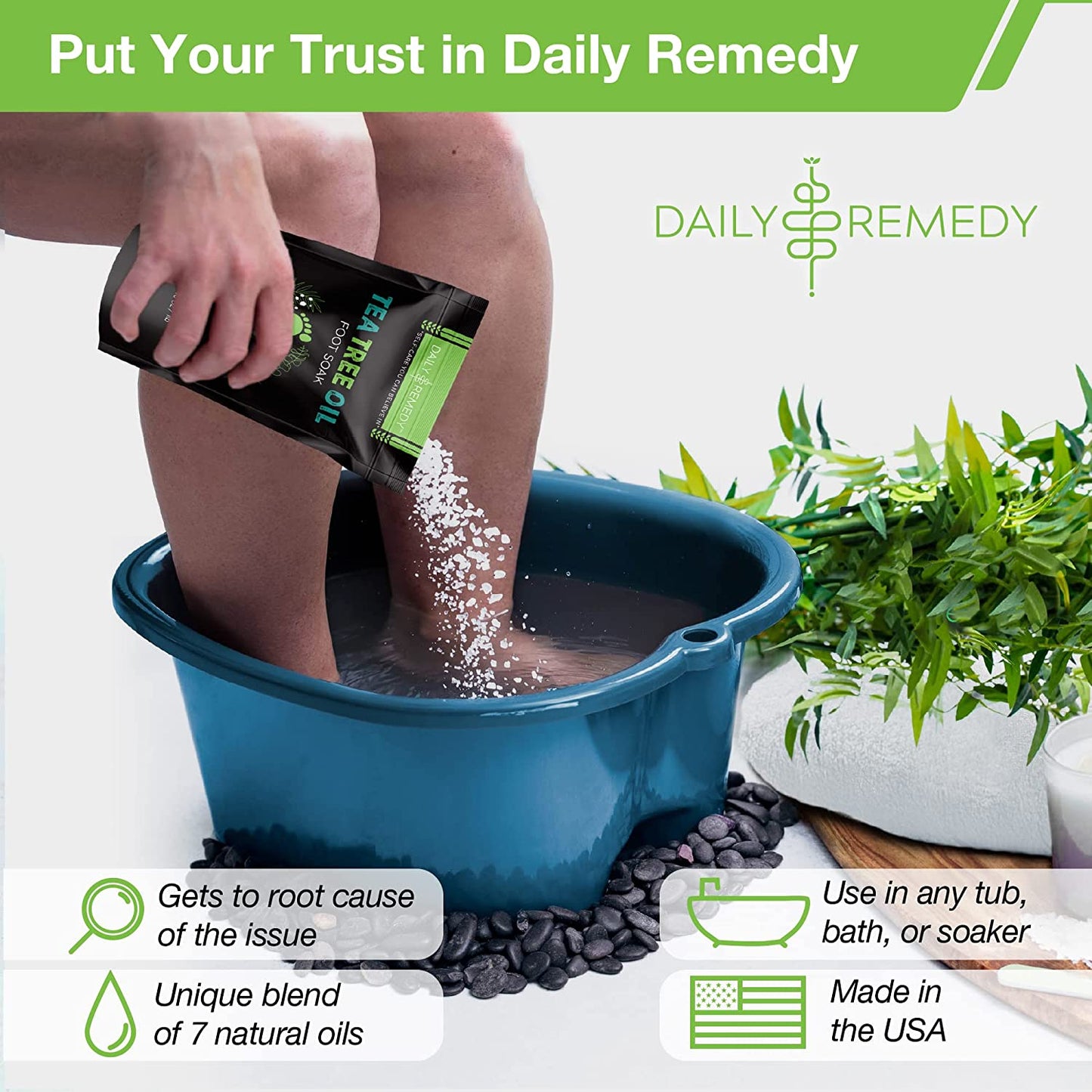 Tea Tree Oil Foot Soak with Epsom Salt - Made in USA - for Toenail Irritations, Athletes Foot, Stubborn Foot Odor Scent, Softens Calluses & Soothes Sore Tired Feet - 2 PACK Health & Beauty > Personal Care > Foot Care DAILY REMEDY   
