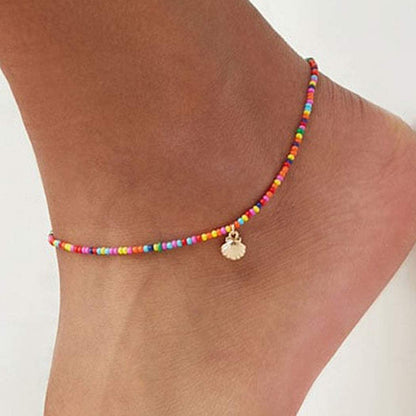 Shegirl Boho Beaded Anklet Bracelet Gold Shell Anklet Chain Colorful Beaded Foot Jewelry for Women and Girls Apparel & Accessories > Jewelry > Anklets Shegirl   