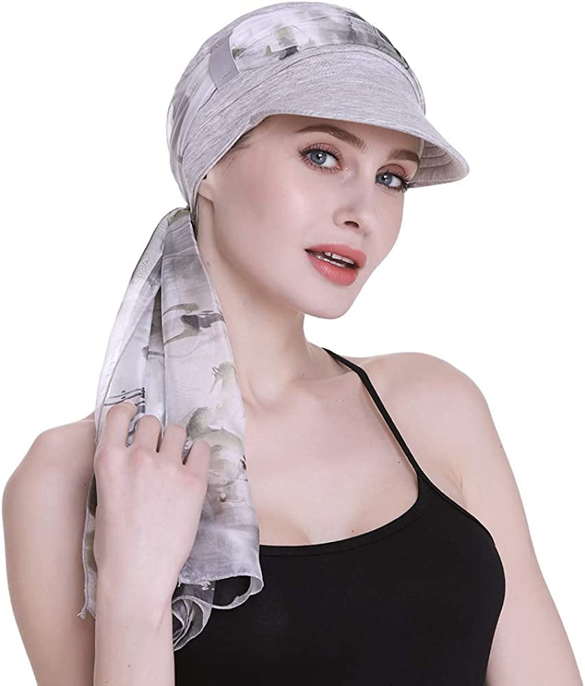Newsboy Cap for Women Chemo Headwear with Scarfs Gifts Hair Loss Available All Year Apparel & Accessories > Clothing Accessories > Bandanas & Headties FocusCare Light Health Gray  