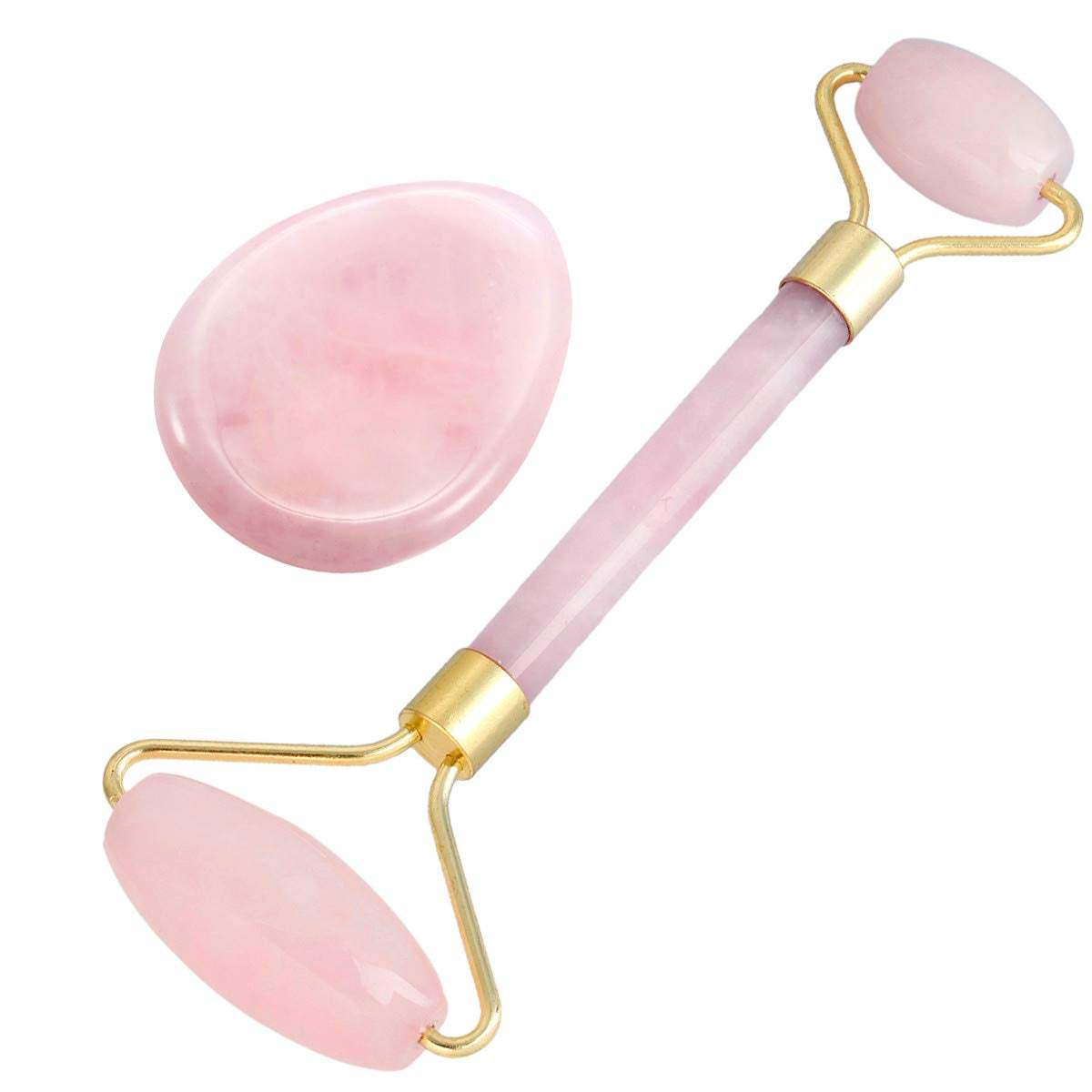 Mookaitedecor Rose Quartz Roller & Gua Sha Tool for Face and Neck Massage, Facial Massager for anti Aging Health & Beauty > Personal Care > Cosmetics > Cosmetic Tools > Skin Care Tools mookaitedecor Rose Quartz Roller & Teardrop Thumb Stone  