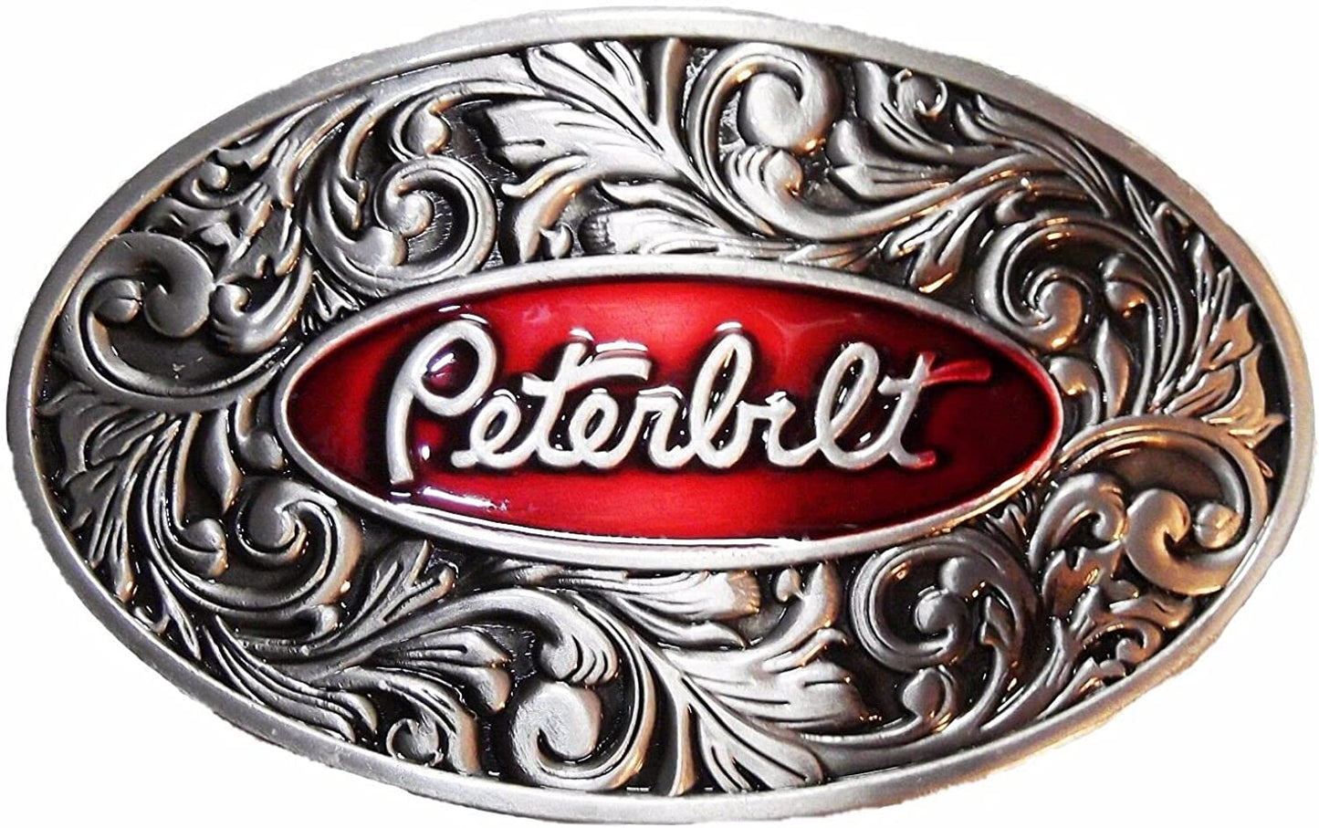 Totalshop Peterbilt Truck Belt Buckle, Red Silver Apparel & Accessories > Clothing Accessories > Belt Buckles TotalShop   