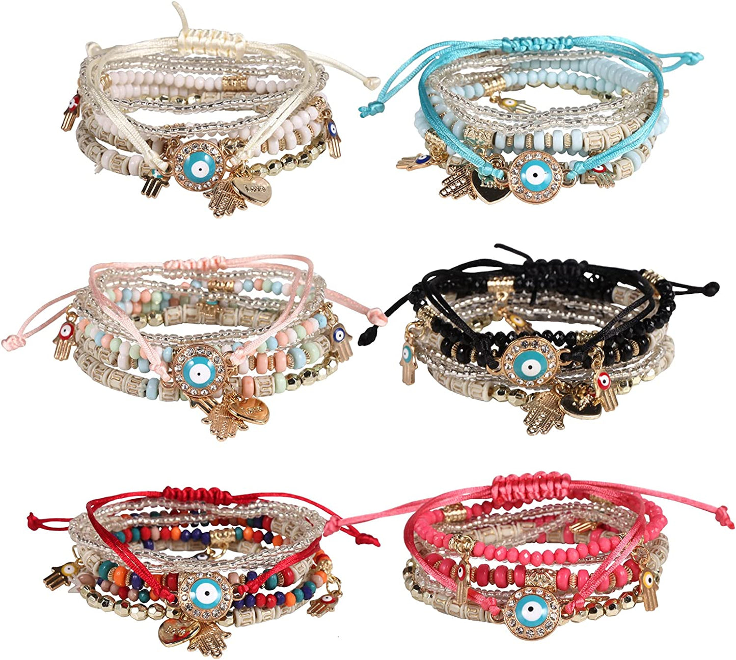 Solosoya Bohemian Boho Stackable Bracelets for Women Set, Girls Stretch Multilayer Stack Beads Colorful Beaded Charm Bracelets Girl Handmade Jewelry Apparel & Accessories > Jewelry > Bracelets Solosoya Color P  