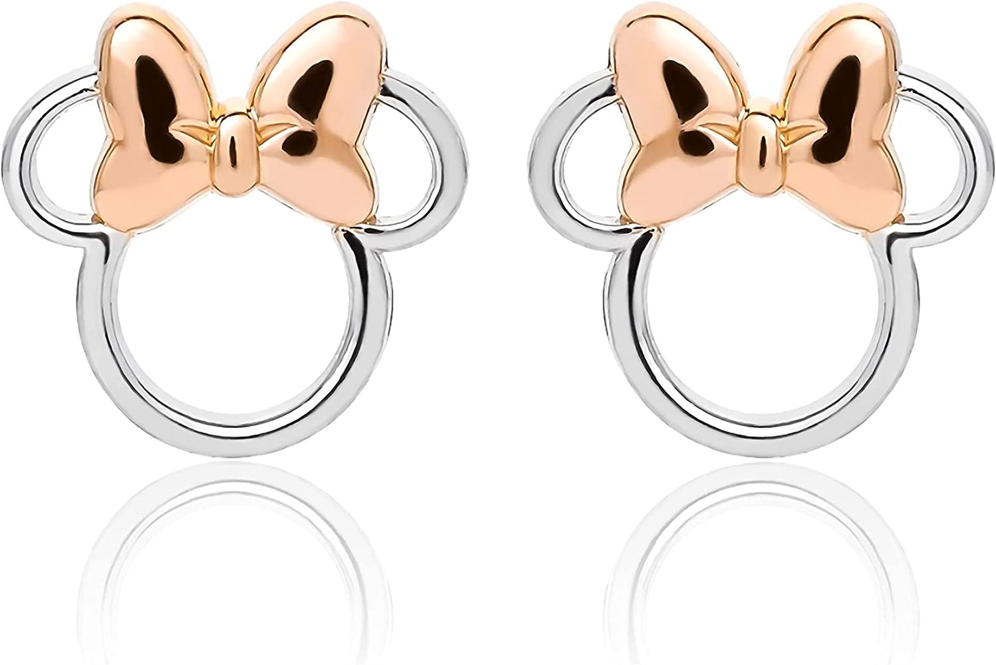 Disney Minnie Mouse Stud Earrings, Two Tone Minnie Silhouette, Sterling Silver Apparel & Accessories > Jewelry > Earrings Disney   