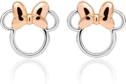 Disney Minnie Mouse Stud Earrings, Two Tone Minnie Silhouette, Sterling Silver Apparel & Accessories > Jewelry > Earrings Disney   