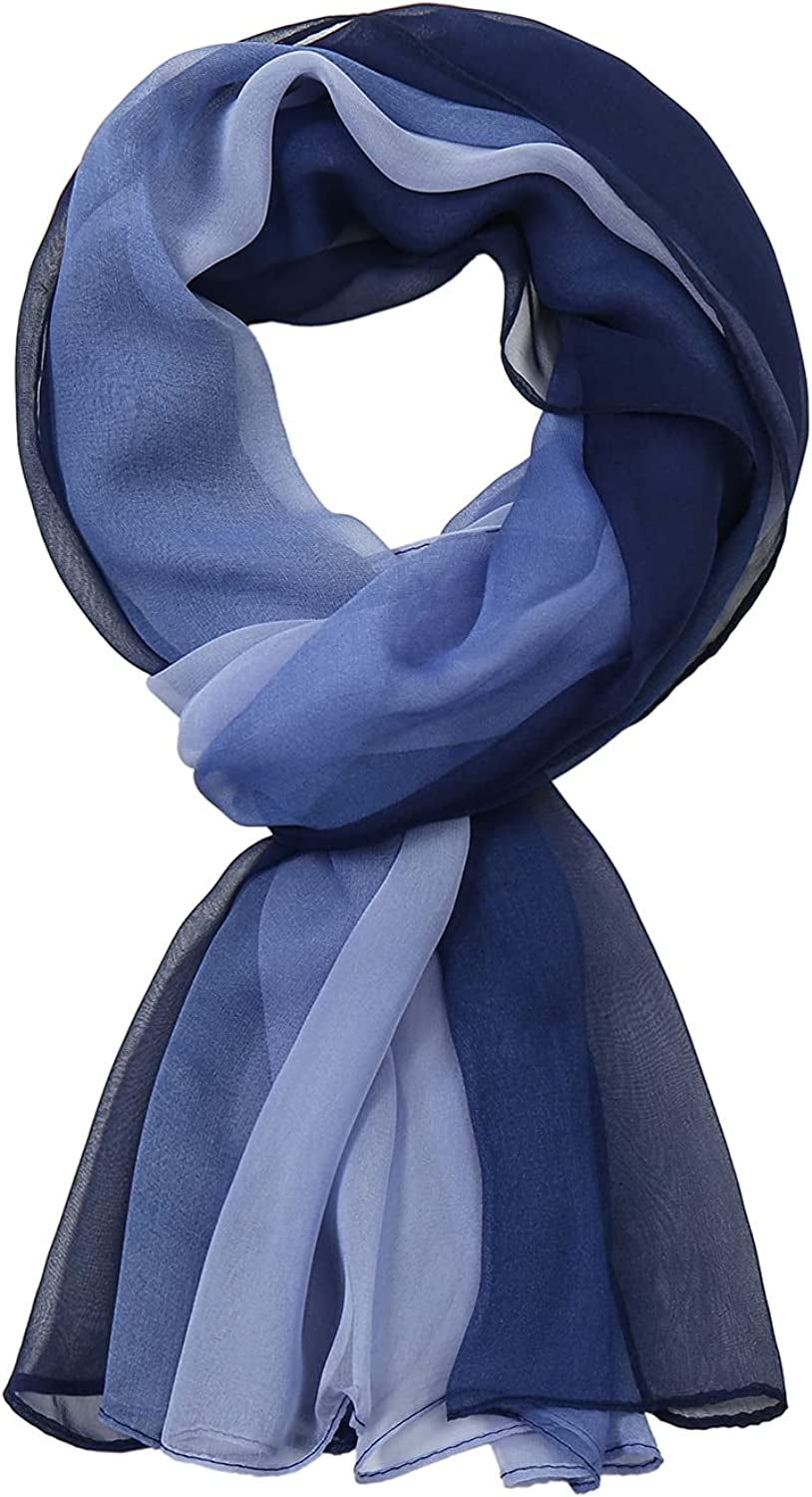 Ombre Silk Scarf Oblong Gradiente Scarves Lightweight Accent Scarfs for Women Apparel & Accessories > Clothing Accessories > Scarves & Shawls Yeieeo Ombre-blue  