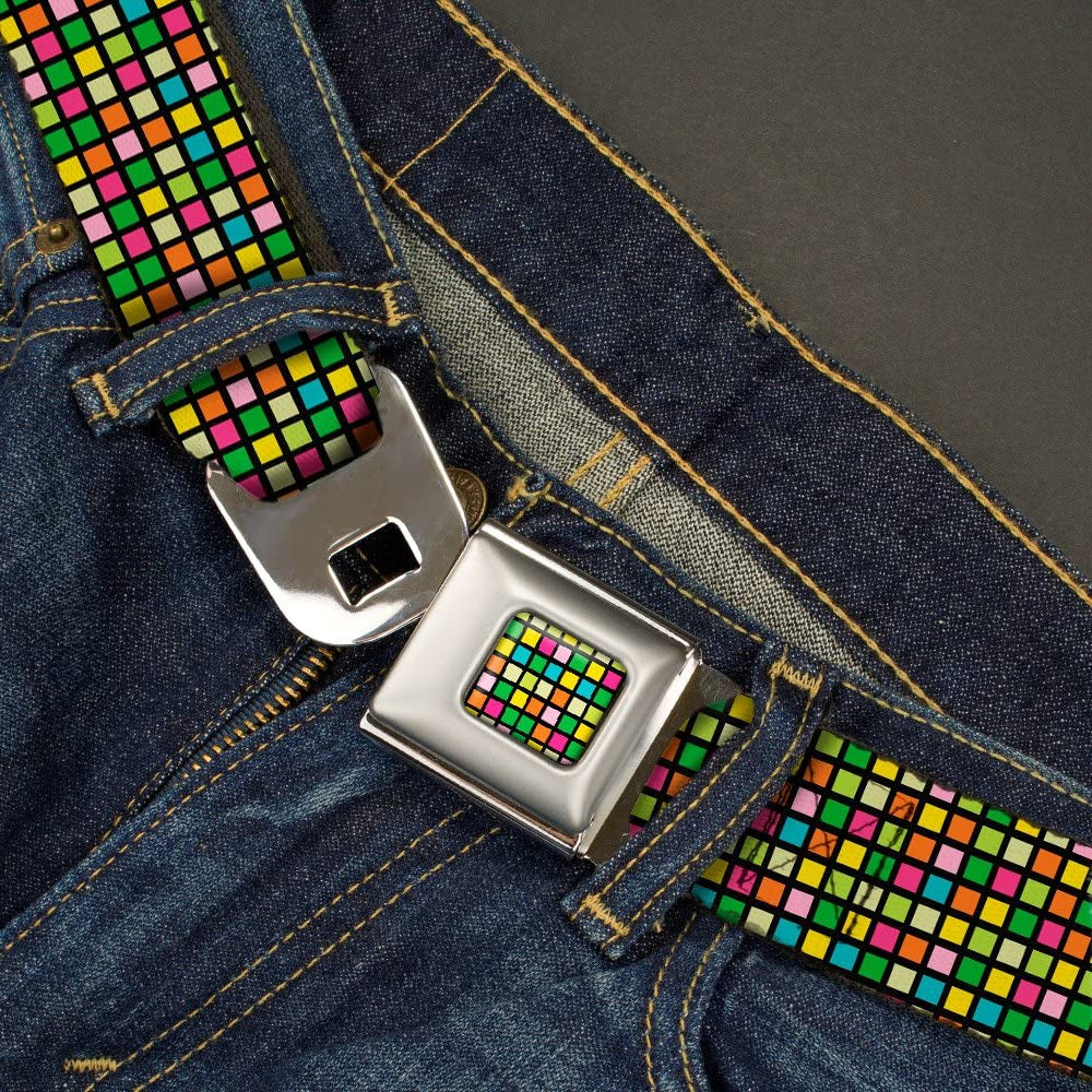 Buckle-Down Seatbelt Belt - RZ Mini Checkers Black/Multi Color - 1.0" Wide - 20-36 Inches in Length Apparel & Accessories > Clothing Accessories > Belts Buckle-Down   
