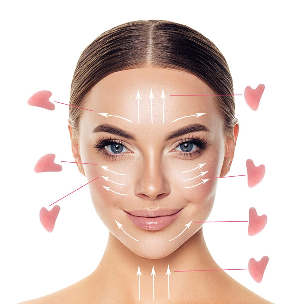 Gua Sha Facial Tools，Natural Rose Quartz Gua Sha Stone for Skin Massage and Wrinkle Removal anti Aging, Gua Sha Scraping Massage Tool Used for Face, Eyes, Neck and Body Health & Beauty > Personal Care > Cosmetics > Cosmetic Tools > Skin Care Tools Running man   
