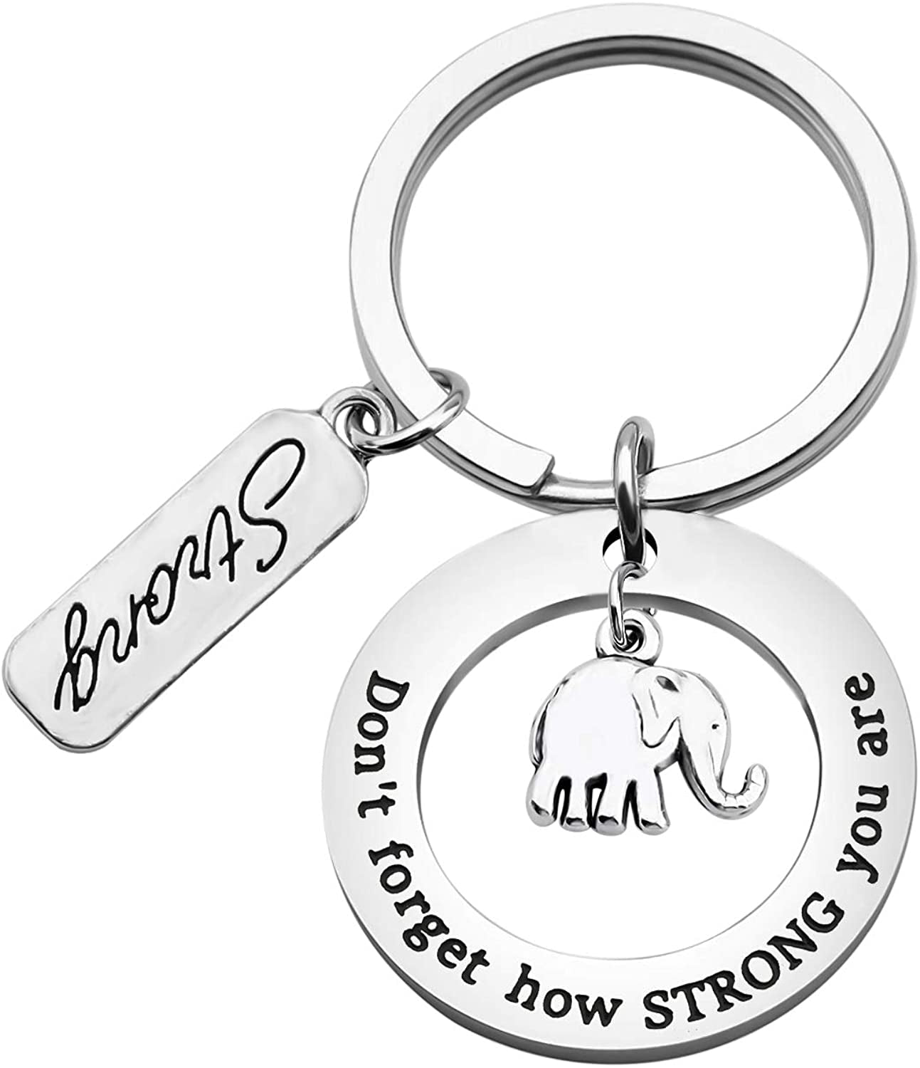 MYOSPARK Elephant Keychain Don'T Forget How Strong You Are Inspirational Gift for Graduate Elephant Lovers Apparel & Accessories > Jewelry > Necklaces MYOSPARK Elephant Keychain 3  