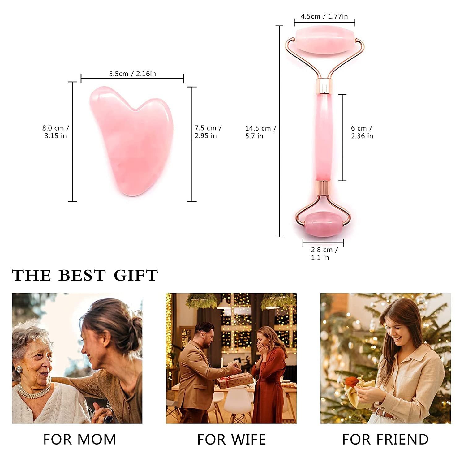 Jade Face Roller and Gua-Sha Set - Rose Quartz Gua Sha Massage Tools for anti Aging, Beauty Treatment,Guasha Jade Stone for Body,Face，The Best Gift Health & Beauty > Personal Care > Cosmetics > Cosmetic Tools > Skin Care Tools MidRunEd   