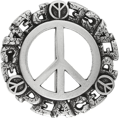 Western Antique Marijuana Hemp Leaf Turquoise Bead Turquoise Peace Sign Skulls Design Belt Buckle, Multi-Style Options Apparel & Accessories > Clothing Accessories > Belt Buckles Belts.com Type Buckle G66 - Ha1548 Antique Silver One Size 
