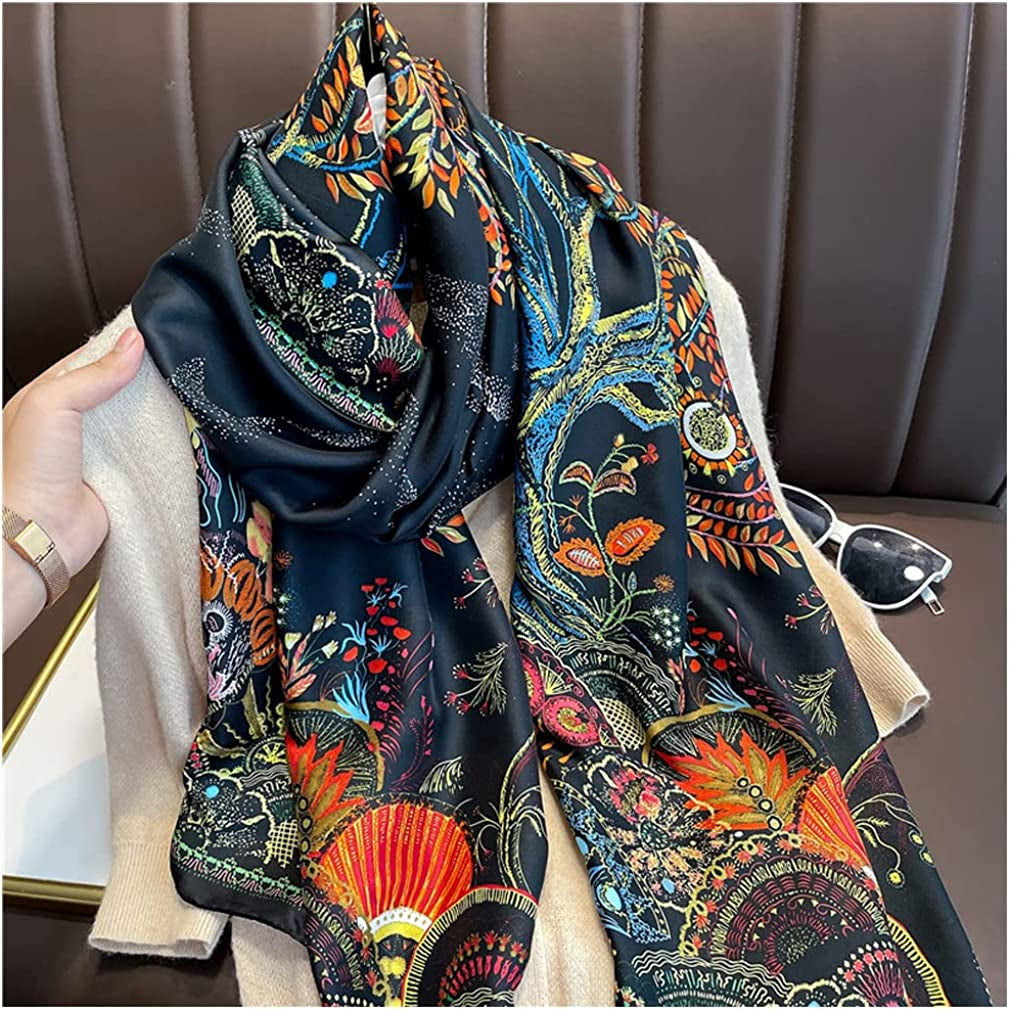 Fashion Scarves 100% Silk Felling Scarf Long Lightweight Sunscreen Shawls Wrap for Women Hair Scarves Apparel & Accessories > Clothing Accessories > Scarves & Shawls Aufeel   