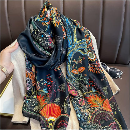 Fashion Scarves 100% Silk Felling Scarf Long Lightweight Sunscreen Shawls Wrap for Women Hair Scarves Apparel & Accessories > Clothing Accessories > Scarves & Shawls Aufeel   