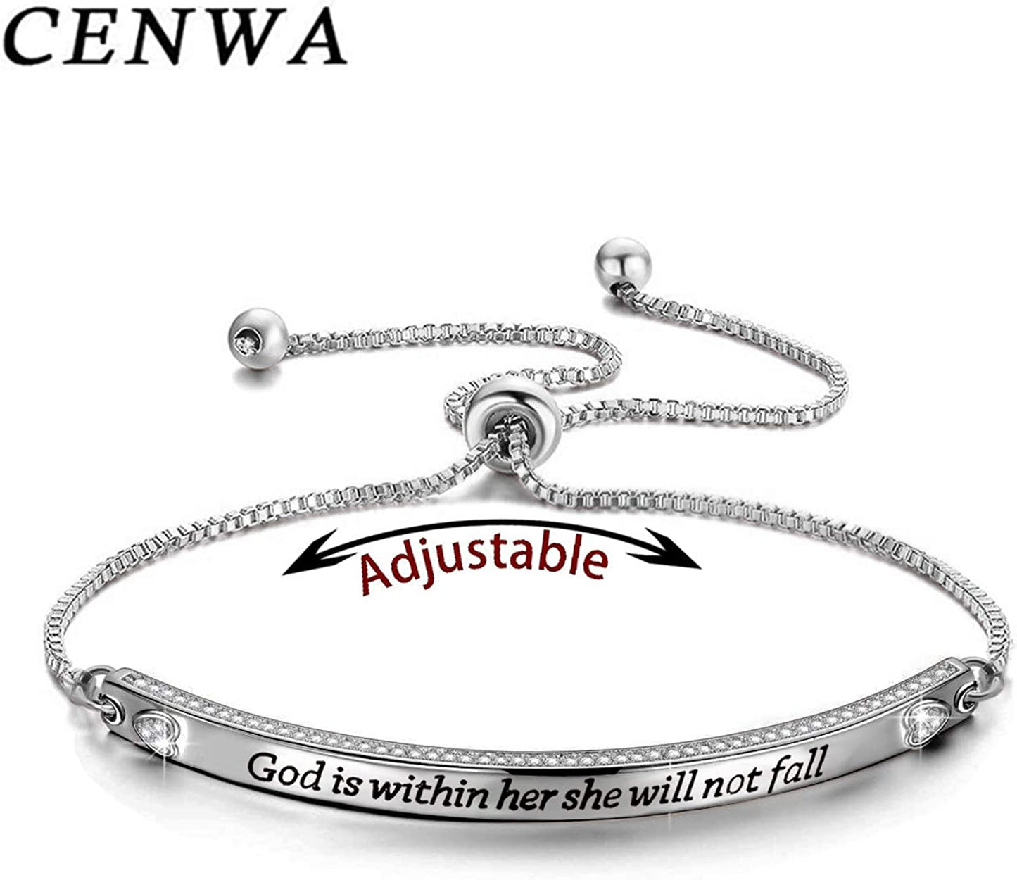 CENWA Christian Gift Religious Bracelet Jewelry 46:5 God Is within Her She Will Not Fall Zircon Bracelet Bible Verse Bracelet Gift Apparel & Accessories > Jewelry > Bracelets CENWA   