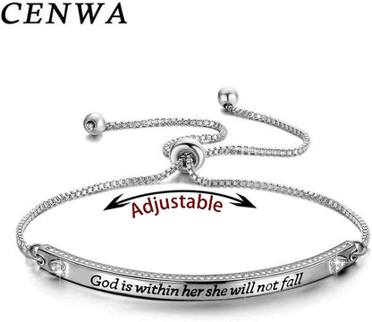 CENWA Christian Gift Religious Bracelet Jewelry 46:5 God Is within Her She Will Not Fall Zircon Bracelet Bible Verse Bracelet Gift Apparel & Accessories > Jewelry > Bracelets CENWA   