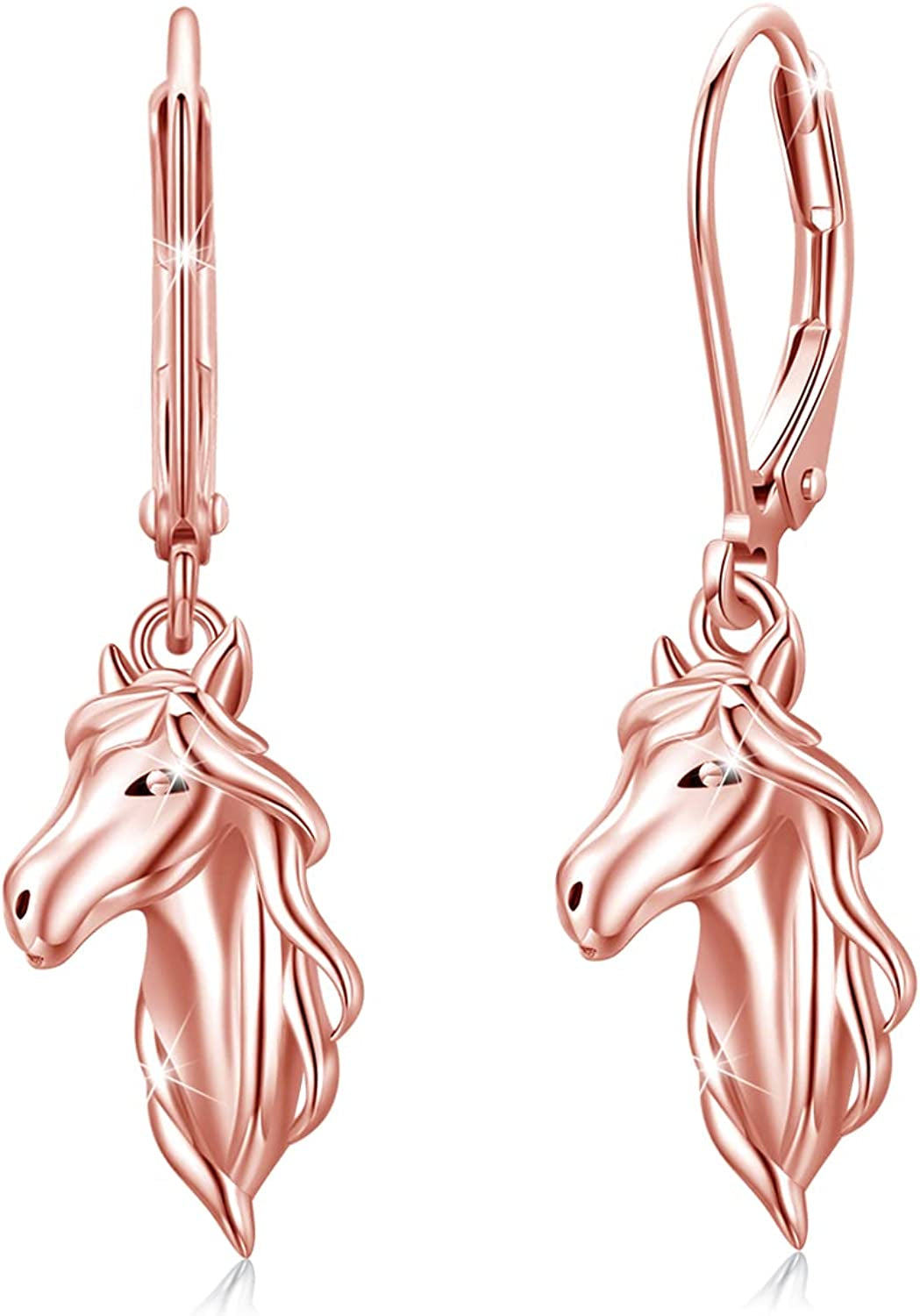 Horse Earrings 925 Sterling Silver Animal Horse Stud Earrings Horse Jewelry Gifts for Mother'S Day Women Girls Teens Horse Lovers Apparel & Accessories > Jewelry > Earrings Silikepa Rose Red  