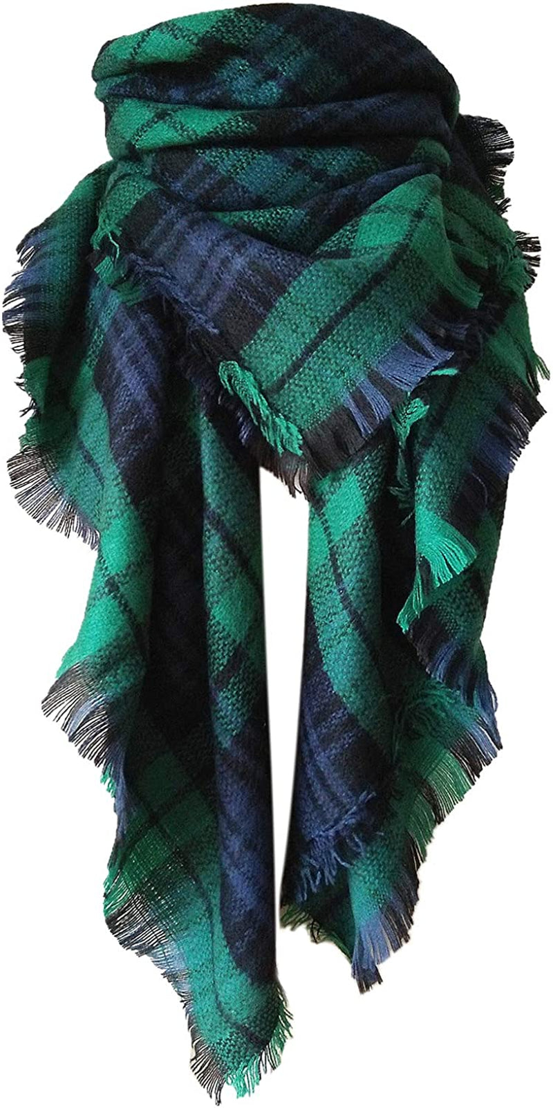 Plaid Blanket Scarf Winter Fall Scarfs for Women, Warm Soft Chunky Oversized Tartan Shawls Wraps Scarves Apparel & Accessories > Clothing Accessories > Scarves & Shawls Chalier F-green  