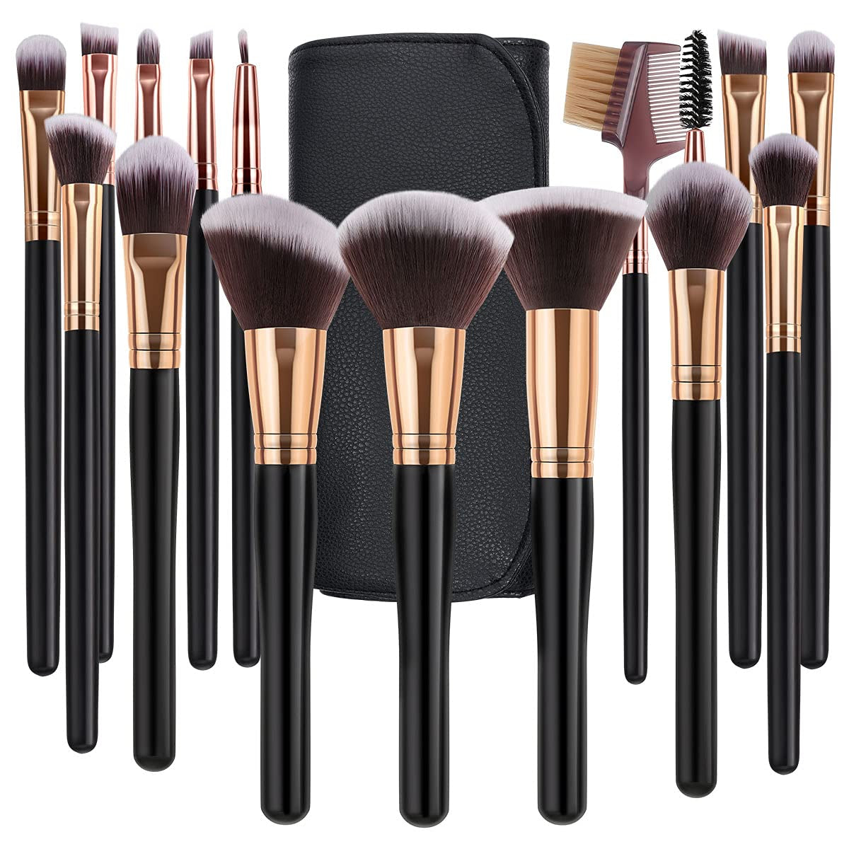 SOLVE Makeup Brushes 16 Pcs Premium Synthetic Foundation Blending Blush Concealer Eye Shadow Makeup Brush Set，Leather Travel Makeup Bag Included， Black with Rose Gold Health & Beauty > Personal Care > Cosmetics > Cosmetic Tools > Makeup Tools SOLVE   