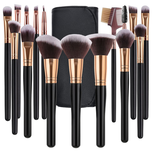 SOLVE Makeup Brushes 16 Pcs Premium Synthetic Foundation Blending Blush Concealer Eye Shadow Makeup Brush Set，Leather Travel Makeup Bag Included， Black with Rose Gold Health & Beauty > Personal Care > Cosmetics > Cosmetic Tools > Makeup Tools SOLVE   